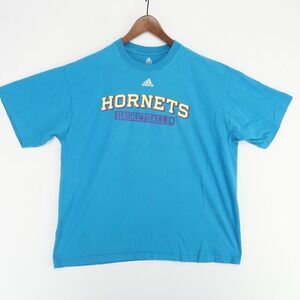 Charlotte Hornets Basketball T-Shirt NBA Graphic Tee Blue Mens XL Adidas